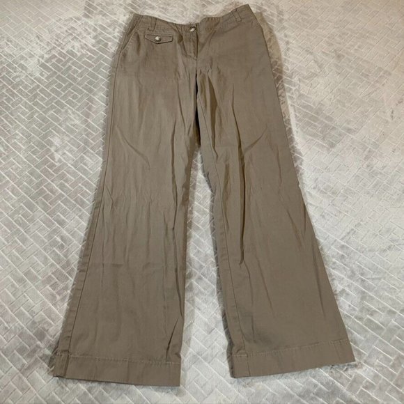 Ann Taylor Pants - Ann Taylor Womens 6 Chino Pants Tan Brown Flare Mid Rise Stretch Casual Office